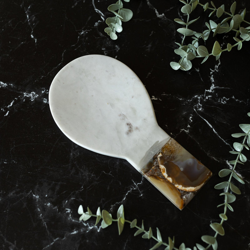 Foreside Home & Garden Brown Agate and Marble Spoon Rest
