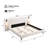 Chic Boucle Upholstered King Bed With Integrated Reading Lights And Functional Headboard Shelves