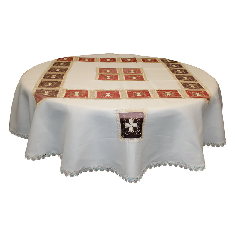 Cambria Floral Round Tablecloth, White