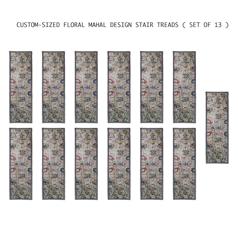 Tapis d'escalier lavable sur mesure, Rectangle 26 po x 7 po