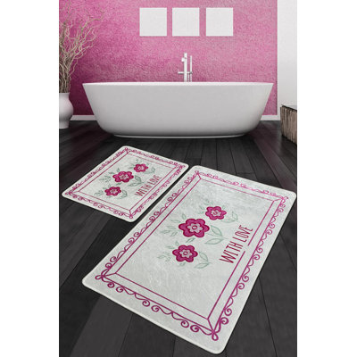 Ensemble de tapis de bain antibactérien (2 pièces), 100% polyester, 23,6 po x 39,4 po et 19,7 po x 23,6 po | Dessous antidérapant, 700 g / m² | Lavable à la machine, séchage rapide, idéal pour la sécurité et le confort de la salle de bain
