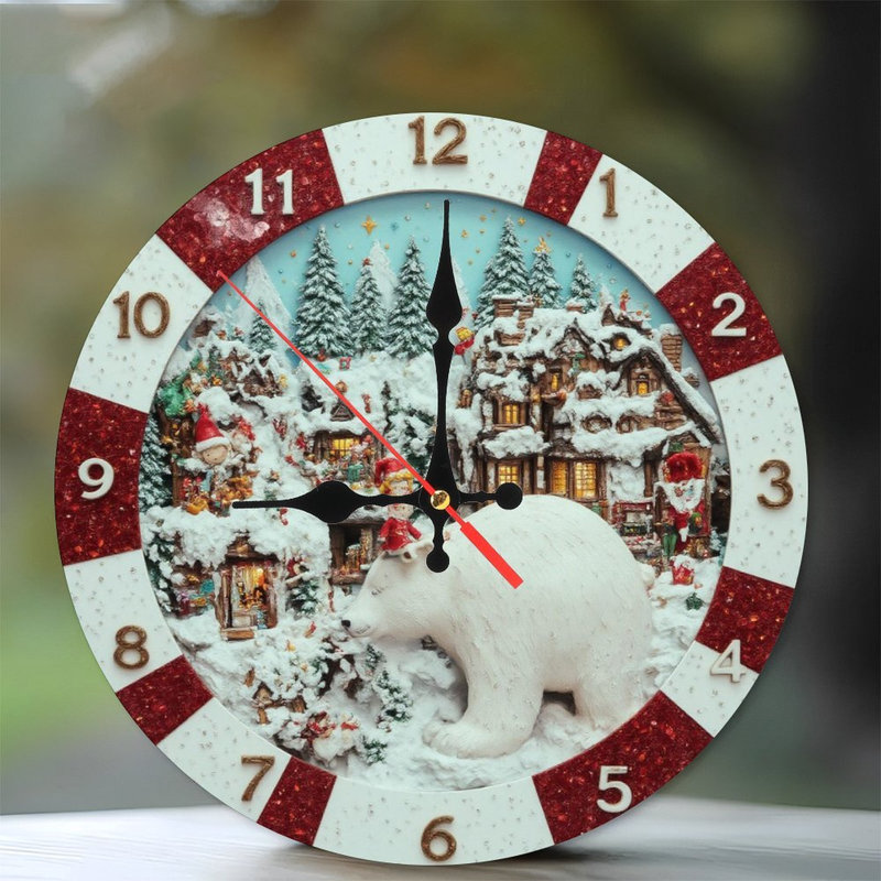 Noël-village-horloge-ours-polaire