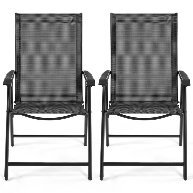 Folding Patio Dining Armchair, Black, 2