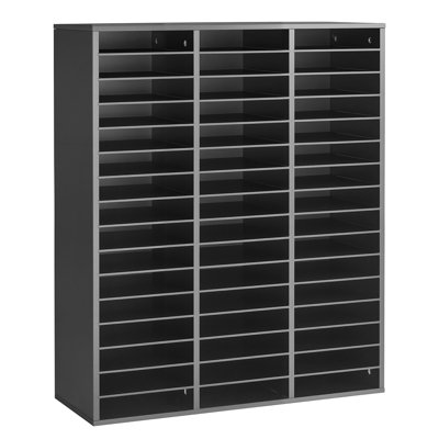 Organisateur de documents en bois pour boîtes aux lettres de bureau à 48 compartiments noir, trieur de documents de comptoir pour dossiers, documents et tablettes