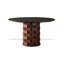 Table de salle à manger ronde avec dalle de pierre frittée noire de style Mid-Century Wabi-Sabi-110827723