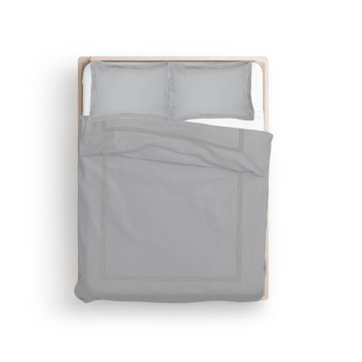 400TC Cotton Luxurious Triple Embroidery Sateen Solid Duvet Cover Set