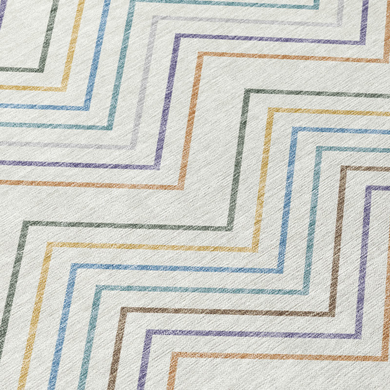 Machine Washable Indoor/Outdoor Kerwin ACN2392 Stripes Rug, Runner 2'3" x 7'6"