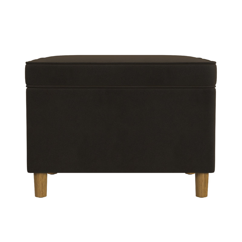 Repose-pieds avec rangement de 24 po Kelemen, Velours brun chocolat