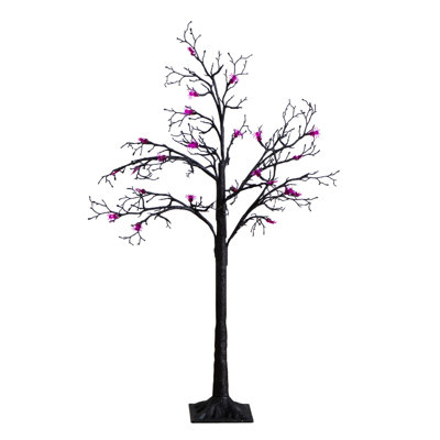 Pre-Lit Artificial Halloween Spider Twig Tree With 24 Purple LED Lights