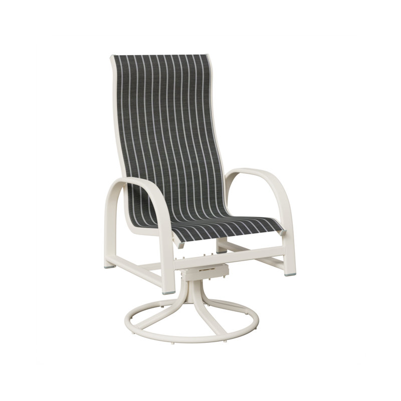 Chaise berçante berçante berçante Berlin, Whisper rayé bleu marine, Aluminium blanc mat