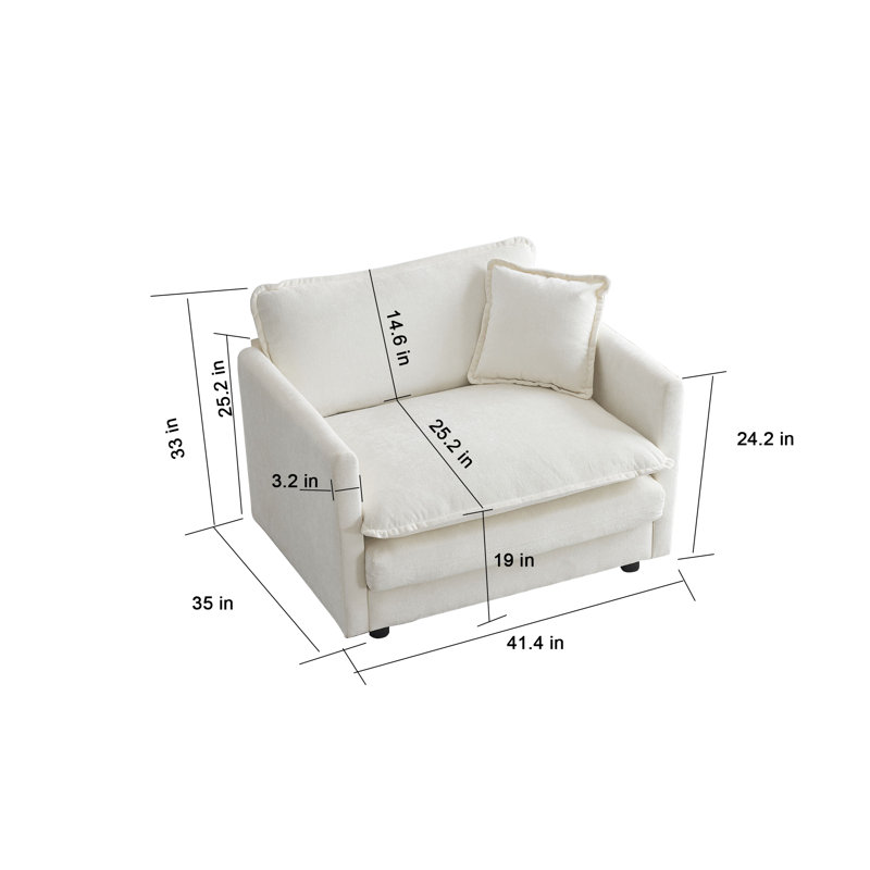 Ensemble de conversation en tissu d'ameublement Jeffille, Chenille blanche