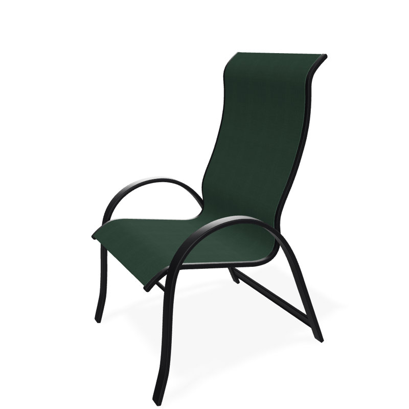 Aruba 1 Outdoor Dining Armchair, Forest Forest Green 22D Sunbrella®, Textured Black