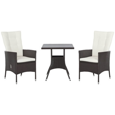 Ensemble de conversation en osier / rotin pour 2 personnes avec coussins