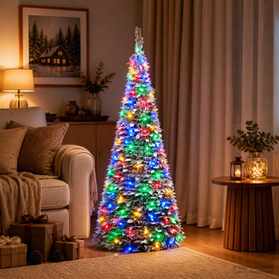 Arbre de Noël à DEL Pop-Up 180 cm 150 DEL PVC vert et blanc