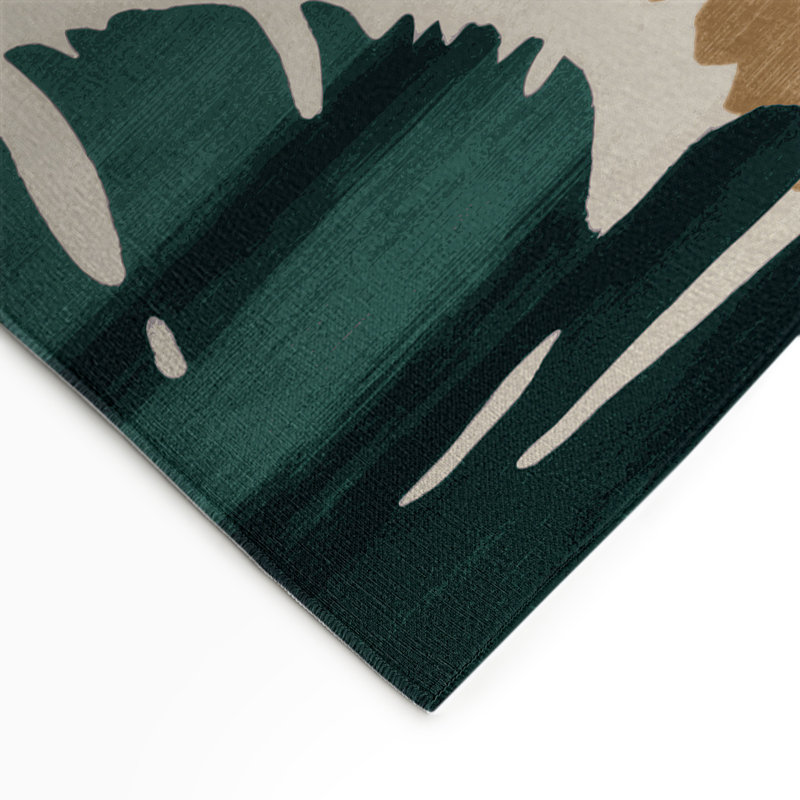 Watercolor Green Indoor and Outdoor Area Rug, Rectangle 3' x 5'