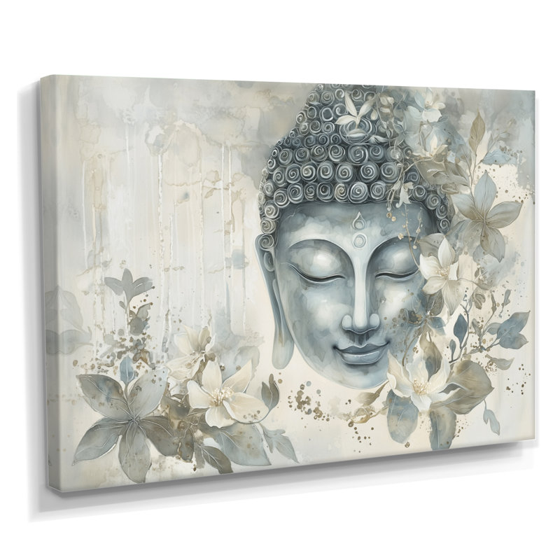 Bouddha gris murmurant le chemin du bouddhisme III - art mural bouddhisme, H 30 po x l 40 po, Toile tendue, Ne s’applique pas