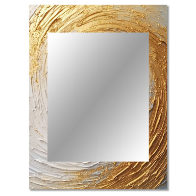 Gold Cream Infinite Swirls IV - Abstract Spirals Unique Mirror, Gold Large Wall Mirror, Printed Metal Art
