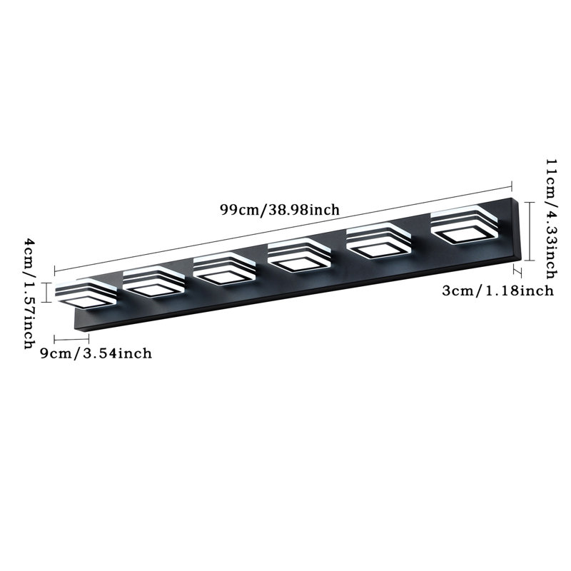 39" Modern 4-Light LED Vanity Light, Black