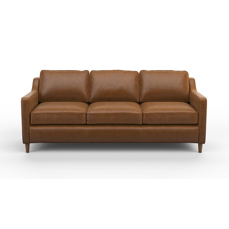 Sorrento 79" Wide 100% Full Top Grain Leather Sofa, Steepelchase Cocoa