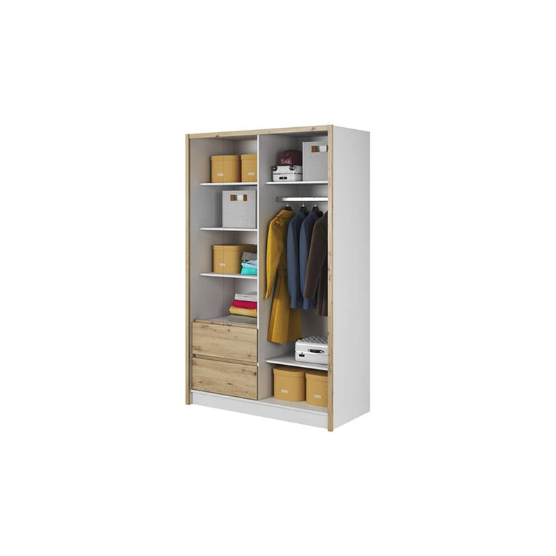 Deforrest 2 Door Manufactured Wood Wardrobe, Oak Artisan