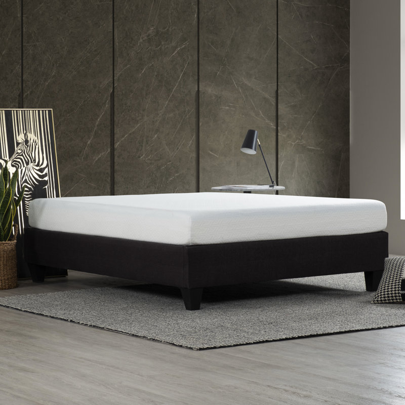 Structure de lit contemporaine en tissu d'ameublement moderne gris foncé pour lit double