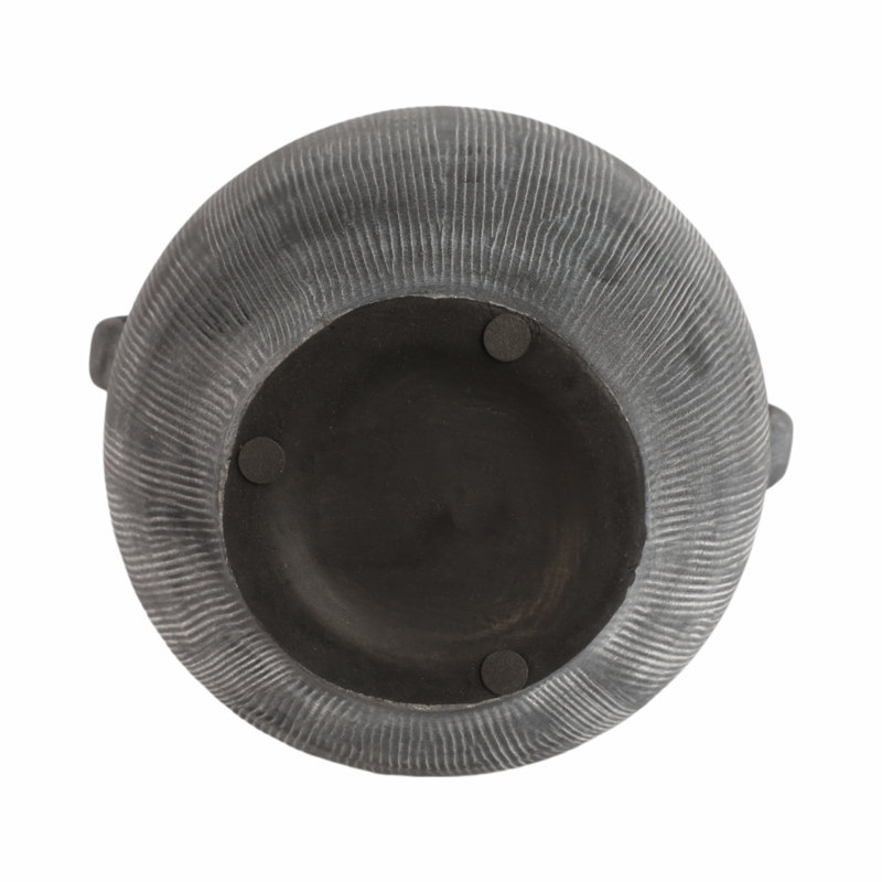 Stoneware Table Vase, 12" H x 10" W x 8" D, Black/Ivory
