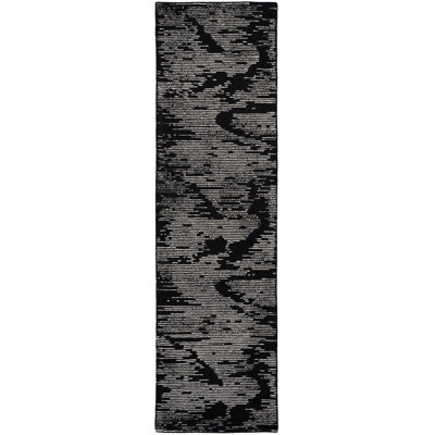 Abstract Area Rug in Black/Ivory