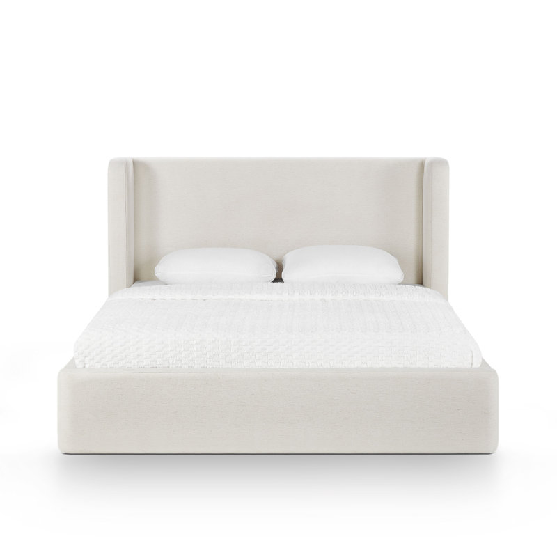 Grand lit en chenille performance Harmony, Grand lit, Crème