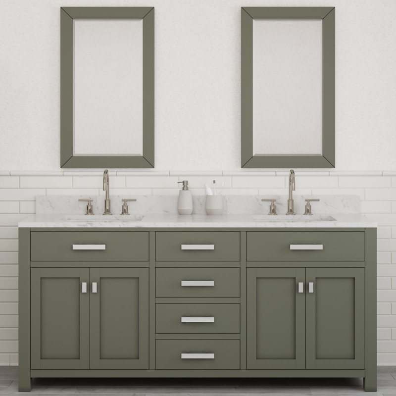 Minnetrista Bathroom Vanity with Marble Top, Glacial Green, Chrome