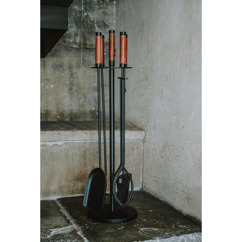 4-Piece Companion Fireplace Tool Set, Black
