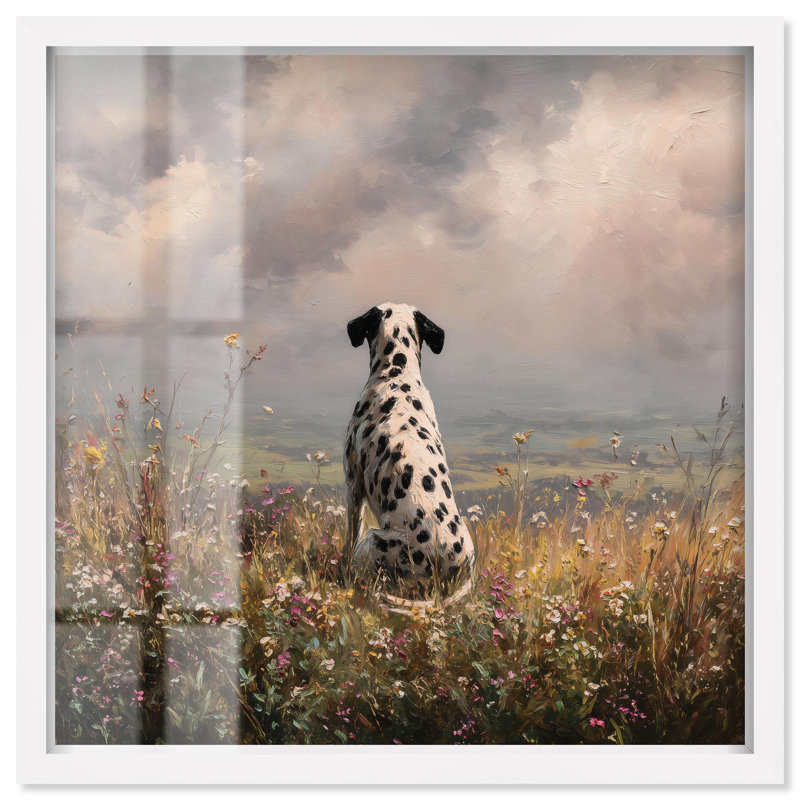 Décoration murale pour animal de compagnie «Meadow Watcher I» par Art Remedy, cadre blanc, 31 x 31, H 31 po x l 31 po