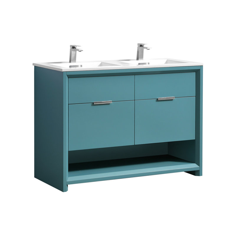Ensemble de meuble-lavabo double 48 po, Vert sarcelle