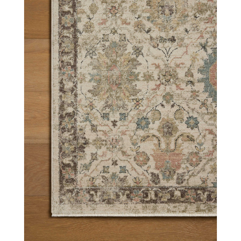 Tapis traditionnel ivoire / multicolore Loloi Soraya, Round 7'10"