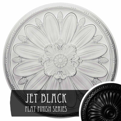 Endurathane Fairfax Ceiling Medallion, 29 7/8"OD x 1 3/8"P, Hand-Painted Jet Black Finish