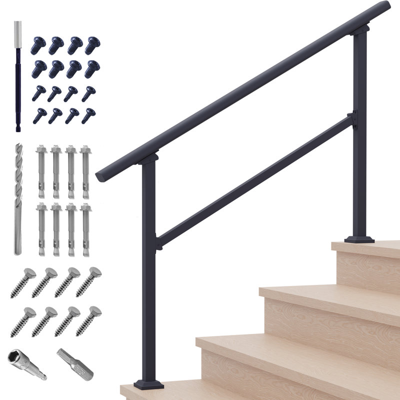Black Metal Handrail Kit for 4-5 Steps