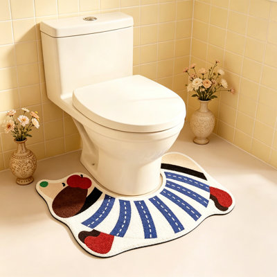 Kbndieu Bath Rugs Mat U Shape Bathroom Rug Set Toilet Mat Non Absorbent Dry Diatomite Bath Mat for Bathroom Floor Washable Cute  Rug For