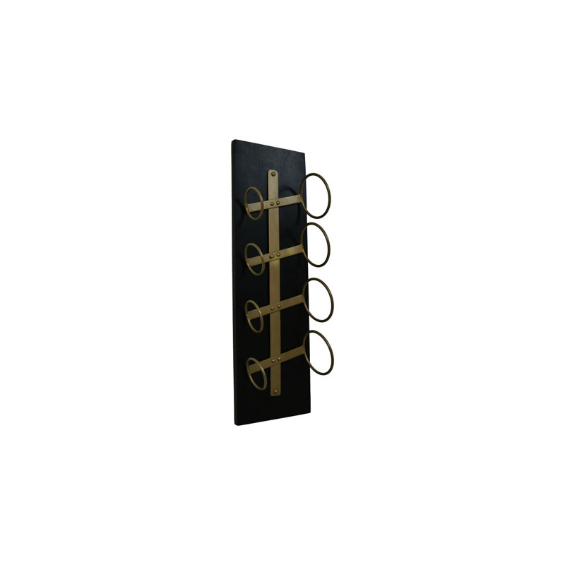 Aleeyah 4 Bottle Standard Wine Bottle Rack, 65cm H  x 20cm W  x 13cm D, Black/Gold