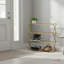 Ensemble de 2 range-chaussures pliables en bambou et étagère de rangement en bois multi-usage pour garde-robe d'entrée ou de salon-1072268548
