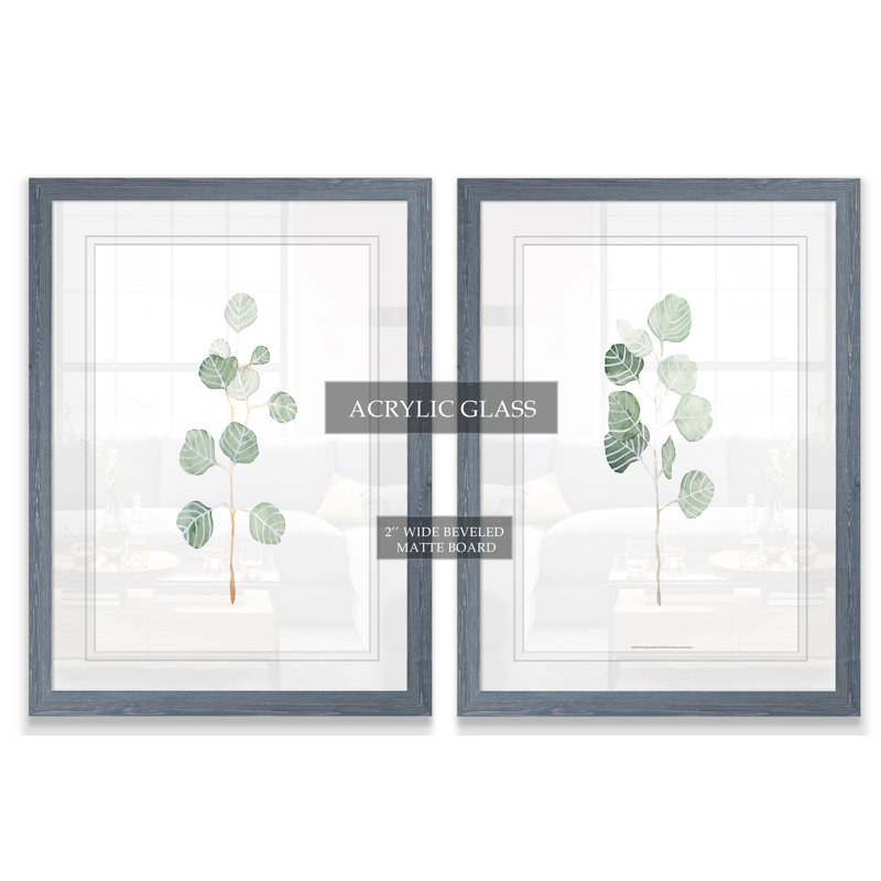 « mouse eucalyptus branch i » par vincent van gogh-2 pièces, ensemble de 2 reproductions d’art sur image, Blanc