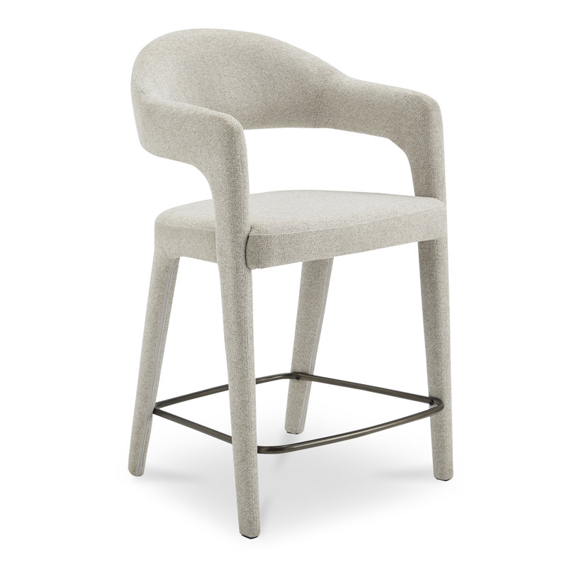 Tabouret rembourré Cathline, Tabouret de comptoir (siège d'une hauteur de 26,4, Polyester beige