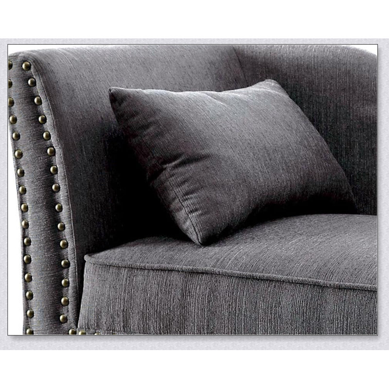Coussin de salon moderne en tissu à garniture cloutée avec garniture cloutée 1pc Modern Modern, Gris