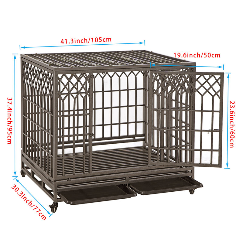Cage pour chien robuste Gianina, H 37,4 po x l 41,3 po x P 30,3 po, Marron