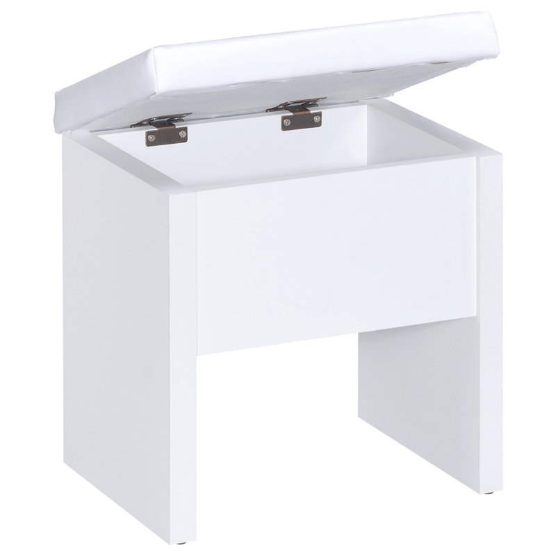 Harvey Vanity Set With Lift-Top Stool White