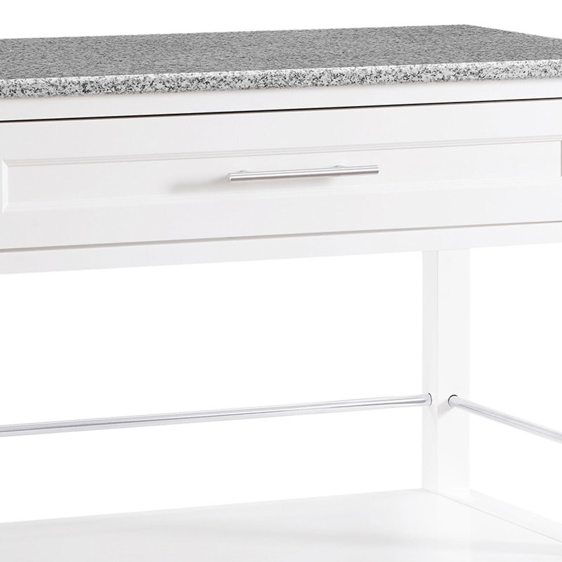 Aleshire Granite Top Kitchen Cart With Storage Space, White