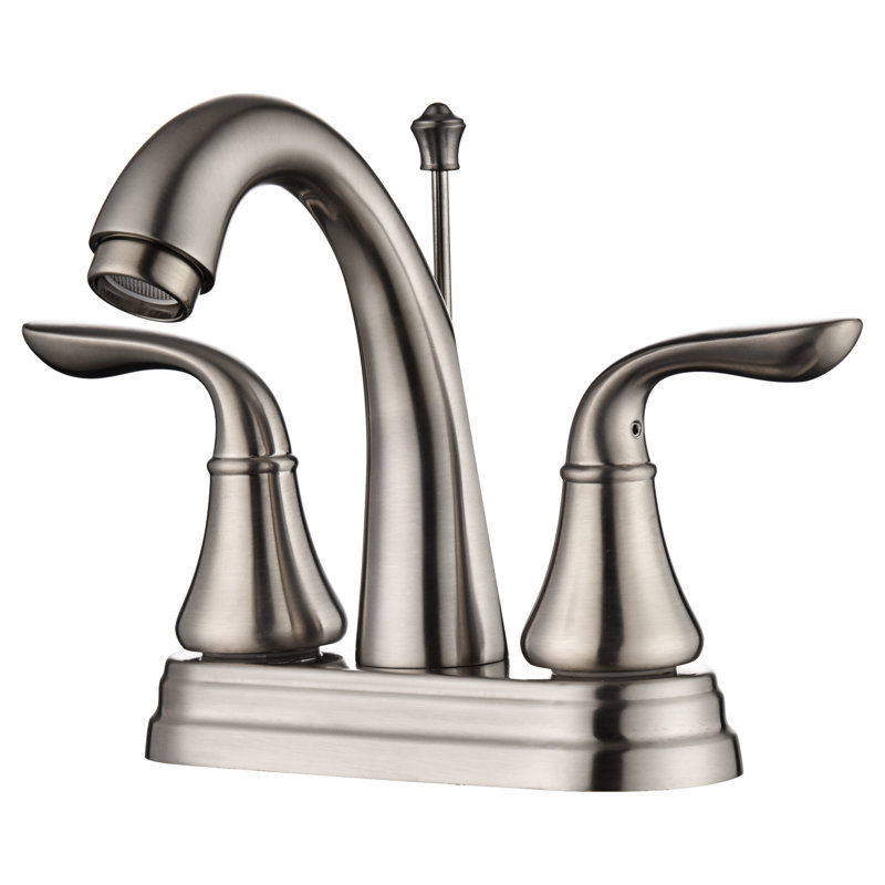Robinet de lavabo de salle de bain central à deux poignées avec ensemble de drain Kree Arc , Nickel brossé