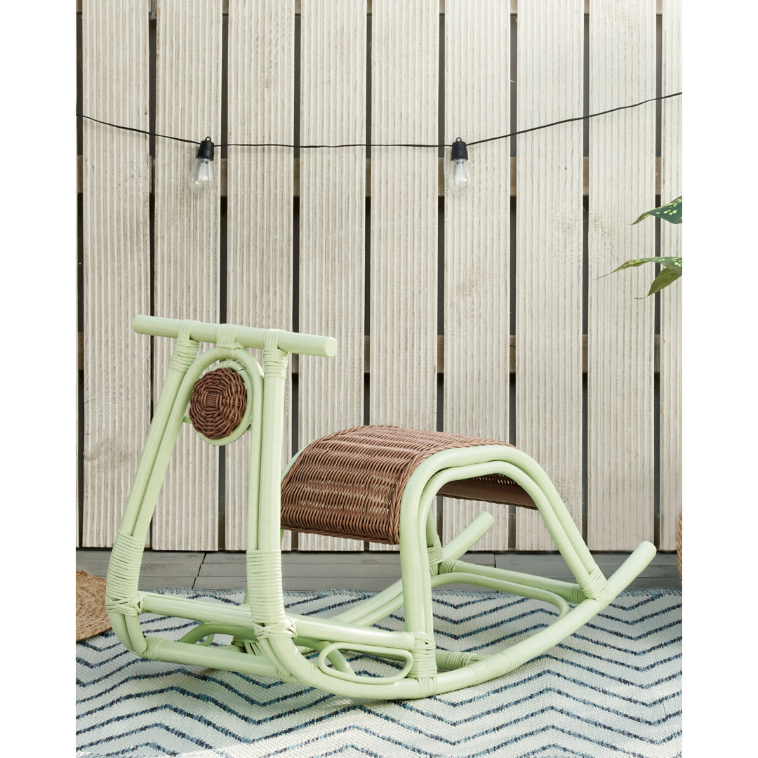 Rattan Kids Rocking Chair Light Green ASPRIA