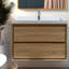 Meuble-lavabo mural moderne avec lavabo en bois, solution de salle de bain peu encombrante