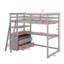 Lit mezzanine simple avec bureau et tablettes-290900513