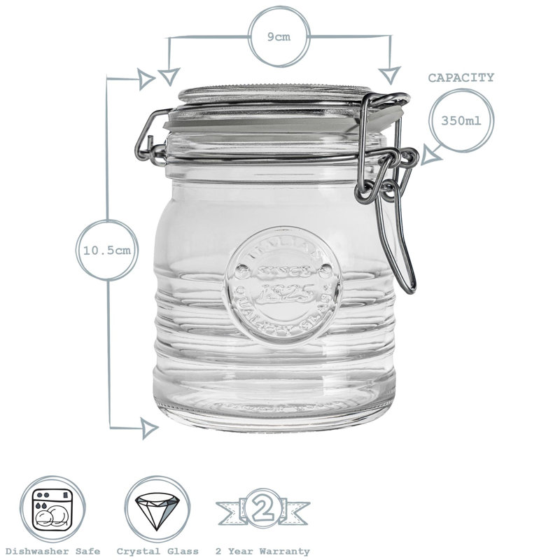 Officina 1825 Glass Storage Jars, 10.3cm H x 9.1cm W x 9.1cm D