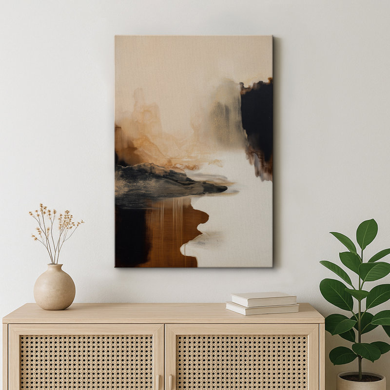 Art abstrait de paysage de tons terreux, photos de salon, impression sur toile giclée sur toile encadrée, Toile tendue